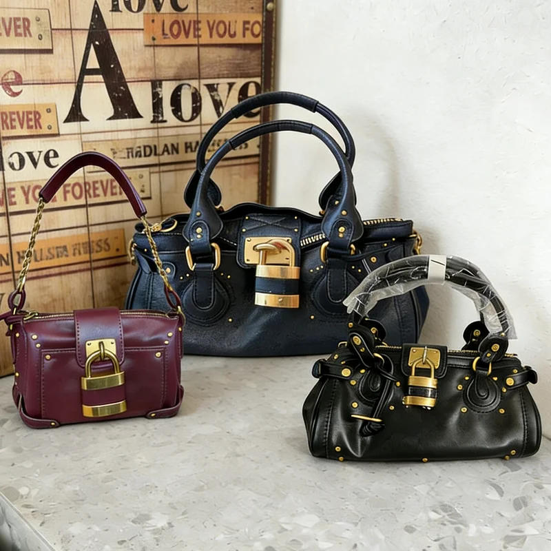 Vintage Lock Design Tote Bag Luxury Women's Handbag Underarm Bag Women's Large Boston Hobo Bag Fashion Texture Business Handbag