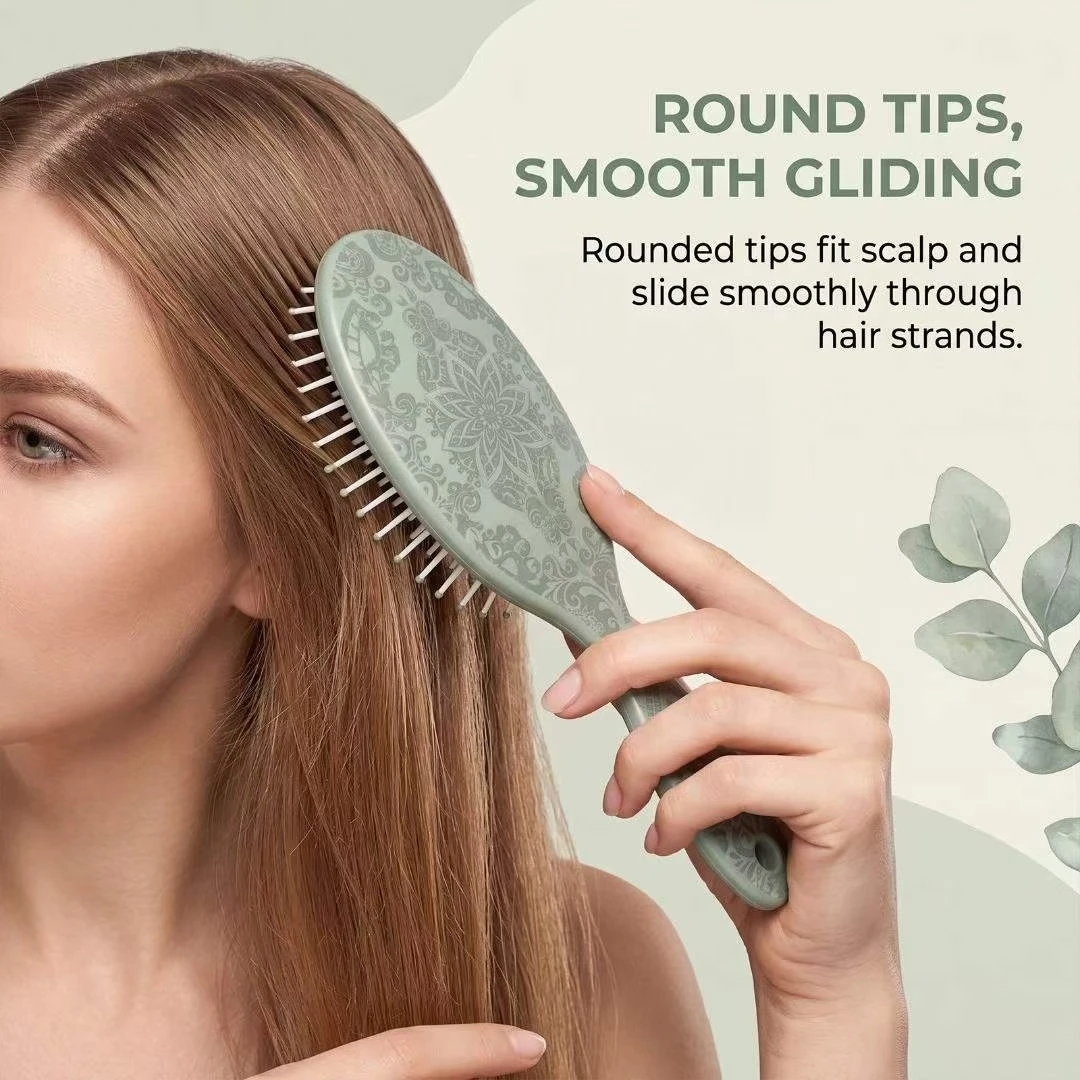 Totem Print Oval Air Cushion Comb for Voluminous Hair, High Crown Styling Tool, Women's Exclusive Hairdressing Comb, Female Massage Comb