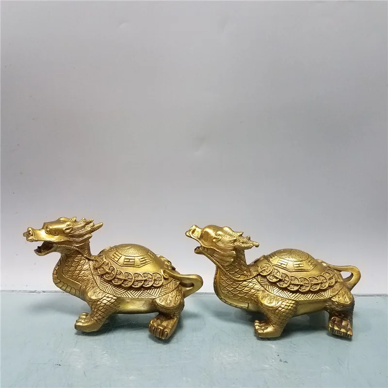 

Brass Dragon Turtle Large, Medium and Small Gossip Dragon Turtle Pair Turtle Crafts Spirit Beast Home Decoration Feng Shui Ornam