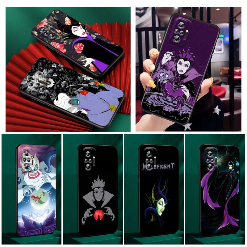 Phone Case For Xiaomi Redmi Note 11E 11S 11 11T 10 10S 9 9T 9S 8 8T Pro Plus 5G Shell Queen Maleficent Ursula Black Cover