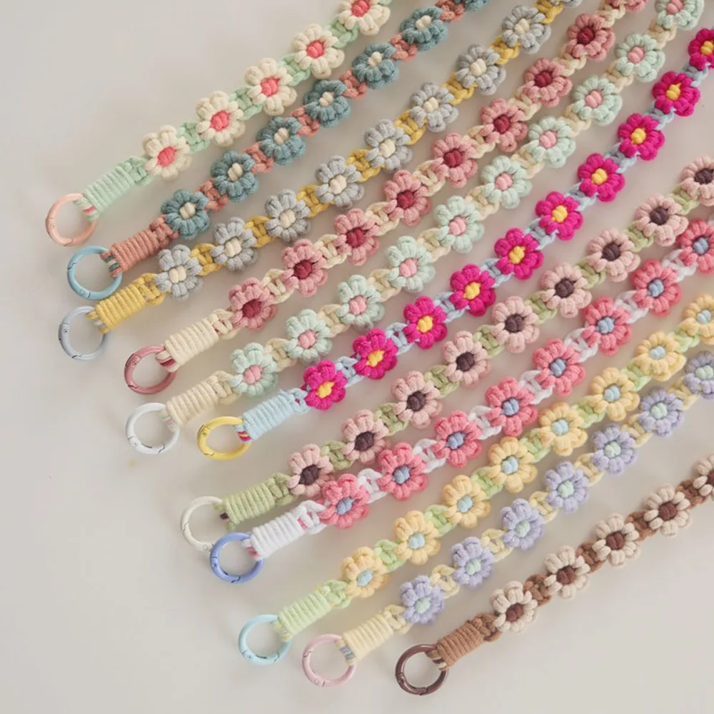 

Crossbody 2 in 1 Long Boho Phone Case Rope Keyring Phone Wristband Crochet Macrame Wrist Lanyard Pendant DIY Craft Accessories