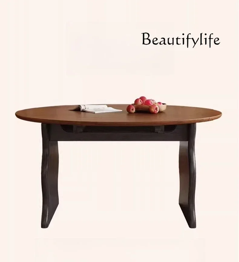 Q Ea French antique foldable solid wood dining table small apartment home dining table designer creative ripple dining table