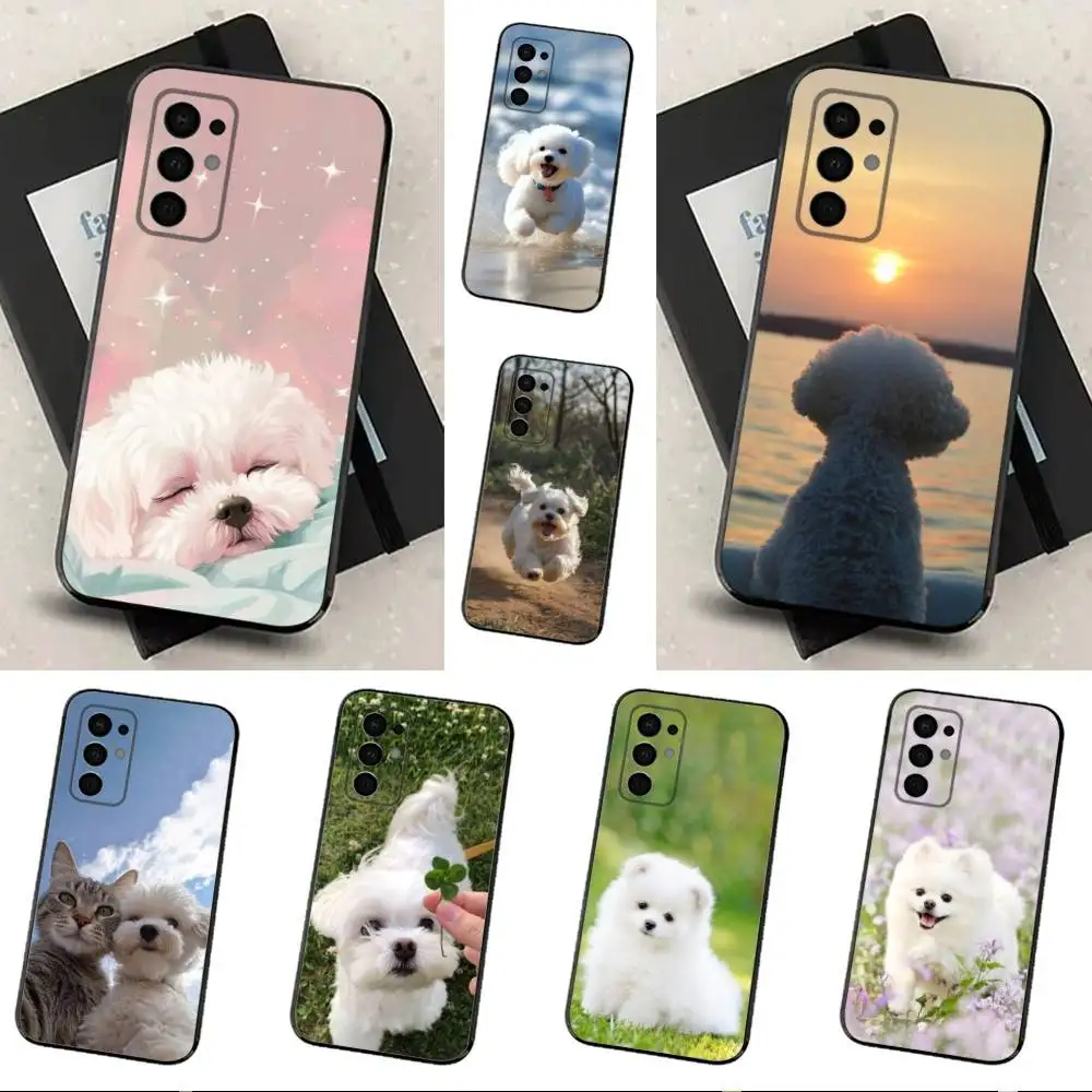 

Cute animal Maltese Dogs Phone Case For Samsung Galaxy A73,31,32,72,41,53,52,71,22,5G,Note,J7,8,9 Soft Black Cover