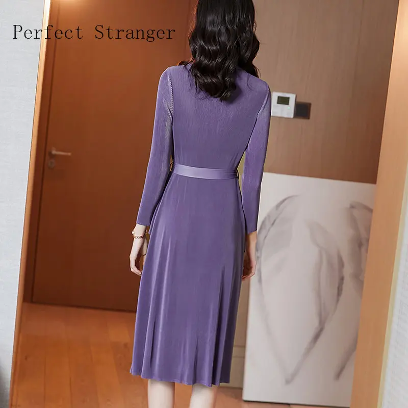 2022 Vestidos Fake Two Pieces Elegant Knitting Workwear Basic Elasticity Midi Long Sleeve Female Robe Women's Autunm Lady Dresse