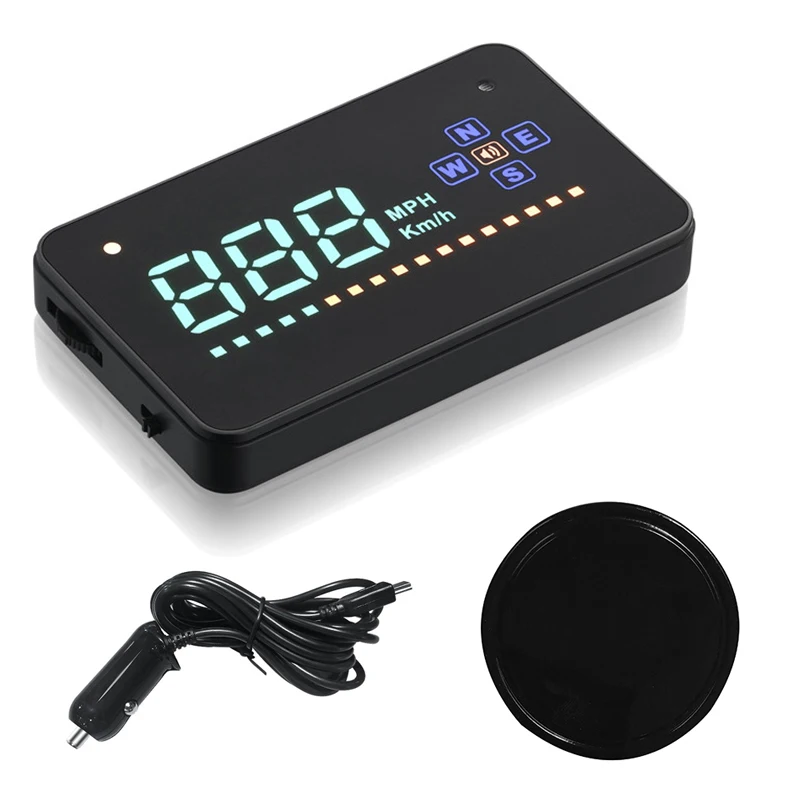 A2 GPS Car HUD Head Up Display 3.5 Inch HD Nano Anti-reflection Speedometer KM MPH Switch Overspeed Alarm Plug and Play