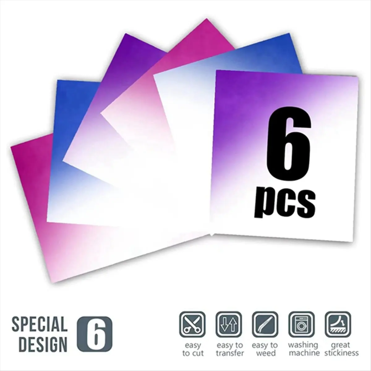 ABJS UV Color Changing Puff Vinyl Heat Transfer 3D Foaming Heat Transfer Vinyl - 6 Sheets Color Changing Puff Vinyl 12x10inch
