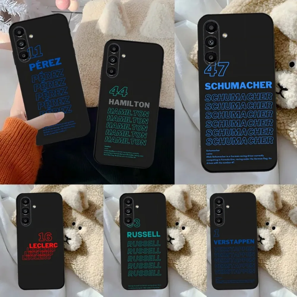 F1 Formula 1 Number  Phone Case For Samsung S24,23,22,30,21,10,9,Ultra,Plus,Lite,FE,5G Black Soft Case