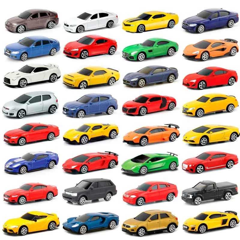1/64 RMZ CiTY Set di modelli di auto giocattolo Diecast in metallo Collezione in miniatura Ford BMW Benz Dodge Lamborghini Audi Ruote libere Regalo