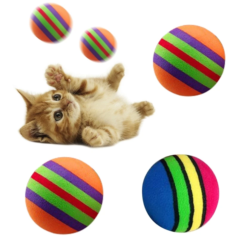 10 Uds. Bolas coloridas arcoíris para mascotas, cachorros, perros, bolas espuma EVA para lanzar bolas interactivas, a