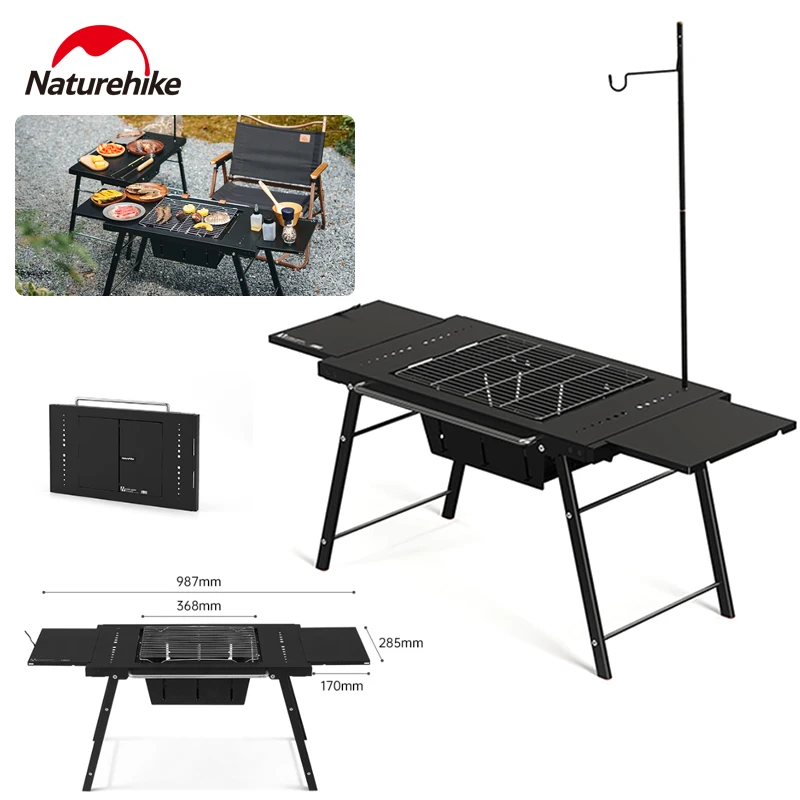 Naturehike IGT Grill Stove Table Outdoor Multifunctional Firewood Barbecue Desktop Lightweight Camping Travel BBQ Table Portable