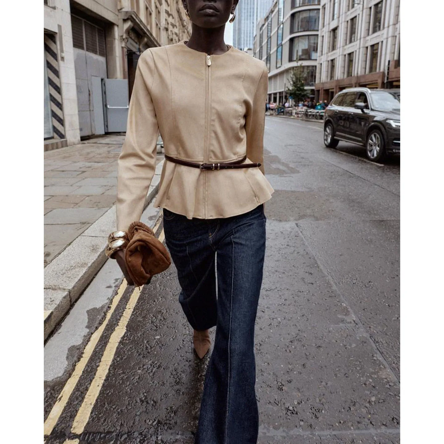 Jaet en simili cuir avec ceinture ort jupe ourlet 30280 fibre de polyester fine régulière 00% fermeture à glissière manteau pour femme