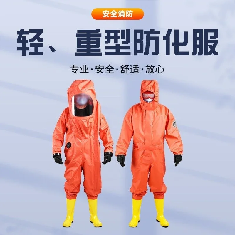 Fire light chemical protective clothing, acid and alkali resistant fully enclosed one-piece heavy-duty anti-virus clothing