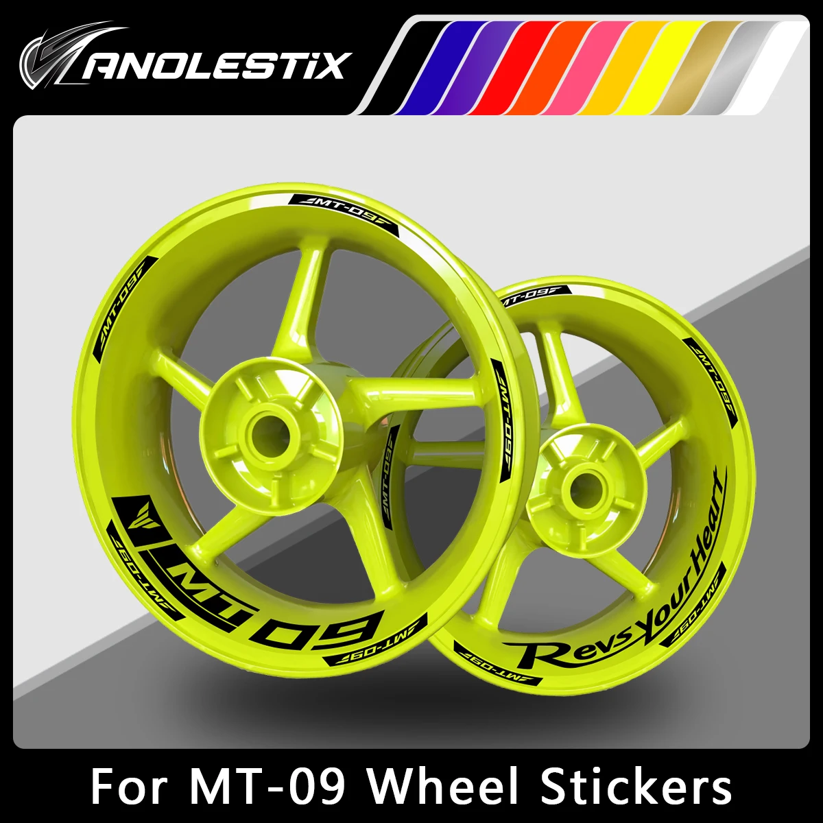 

AnoleStix Reflective Motorcycle Wheel Sticker Hub Decal Rim Stripe Tape For YAMAHA MT-09 MT09