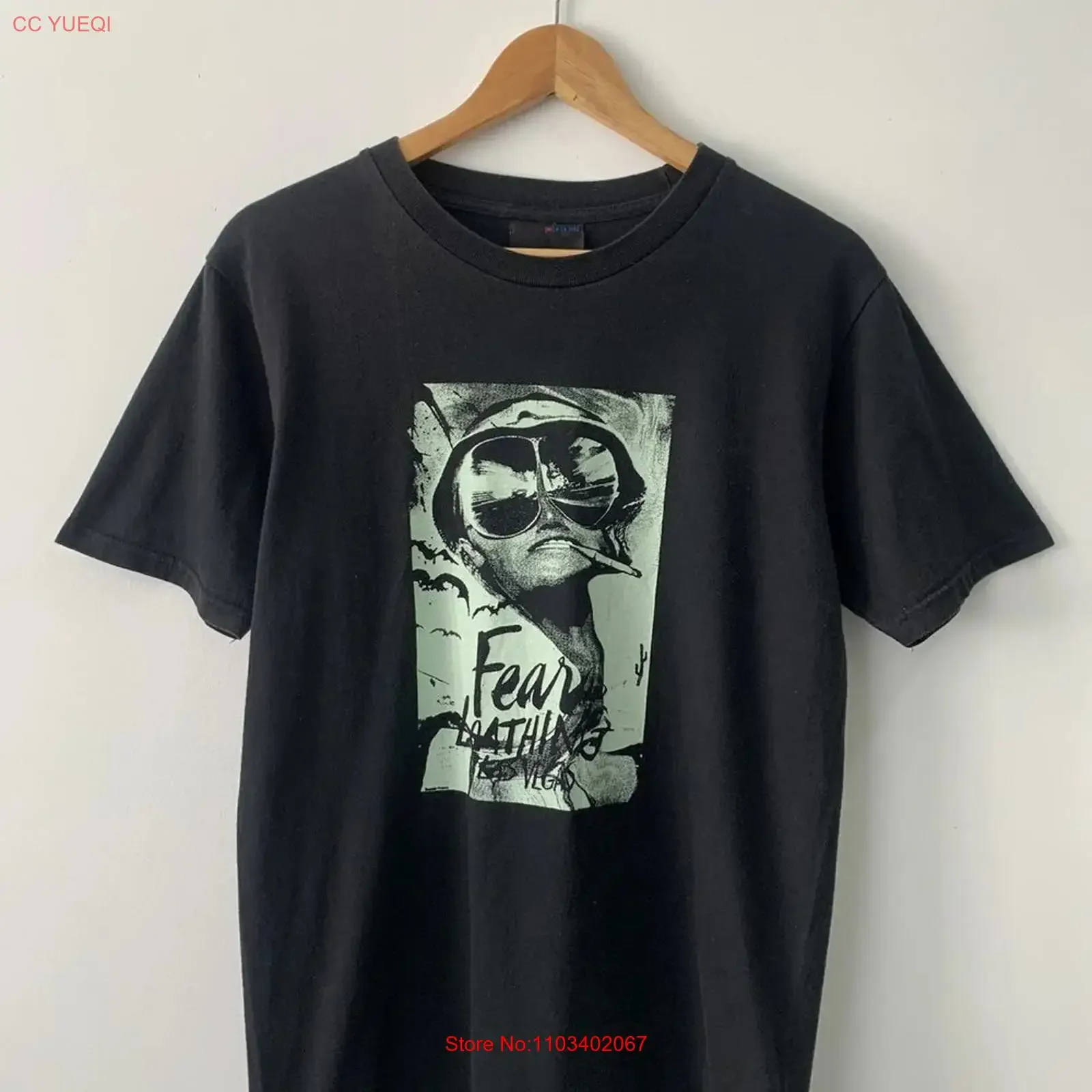 T-shirt noir vintage du film Fear And Loathing In Las Vegas, KH13104, vêtements de créateur unisexes élégants et lavés à l'ancienne pour homme