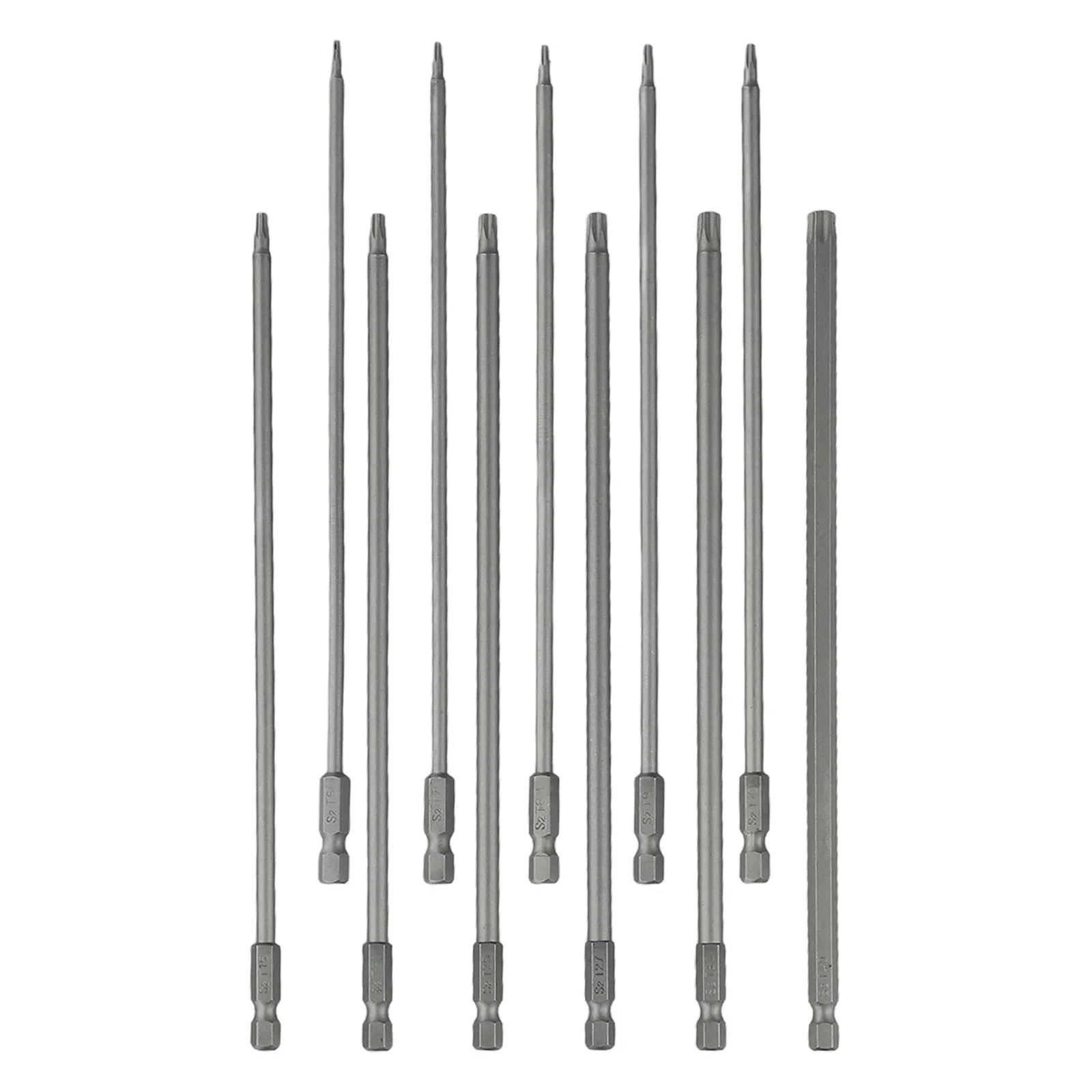 11pcs 200mm Long For Torx Screwdriver Bits Set With Hole 1/4 Hex Shank For Electric Drill Alloy Steel For T6 To For T40 Driver