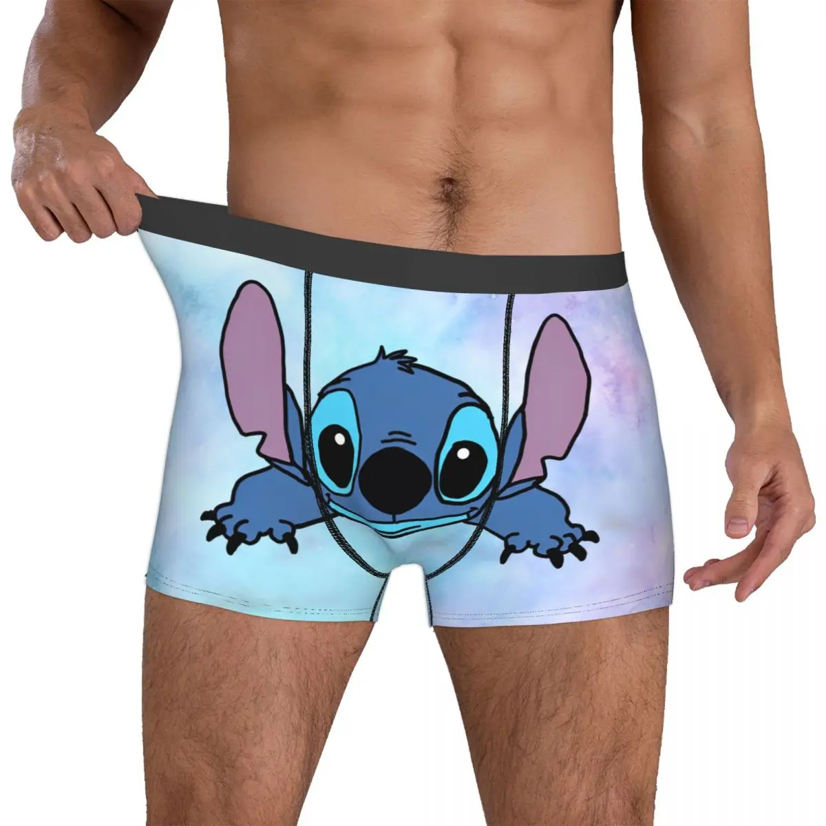 Man Funny Stitch Boxers Briefs Fun Underwear Gift Cute Cartoon Boxer Shorts Men's Quilt Underpants Soft