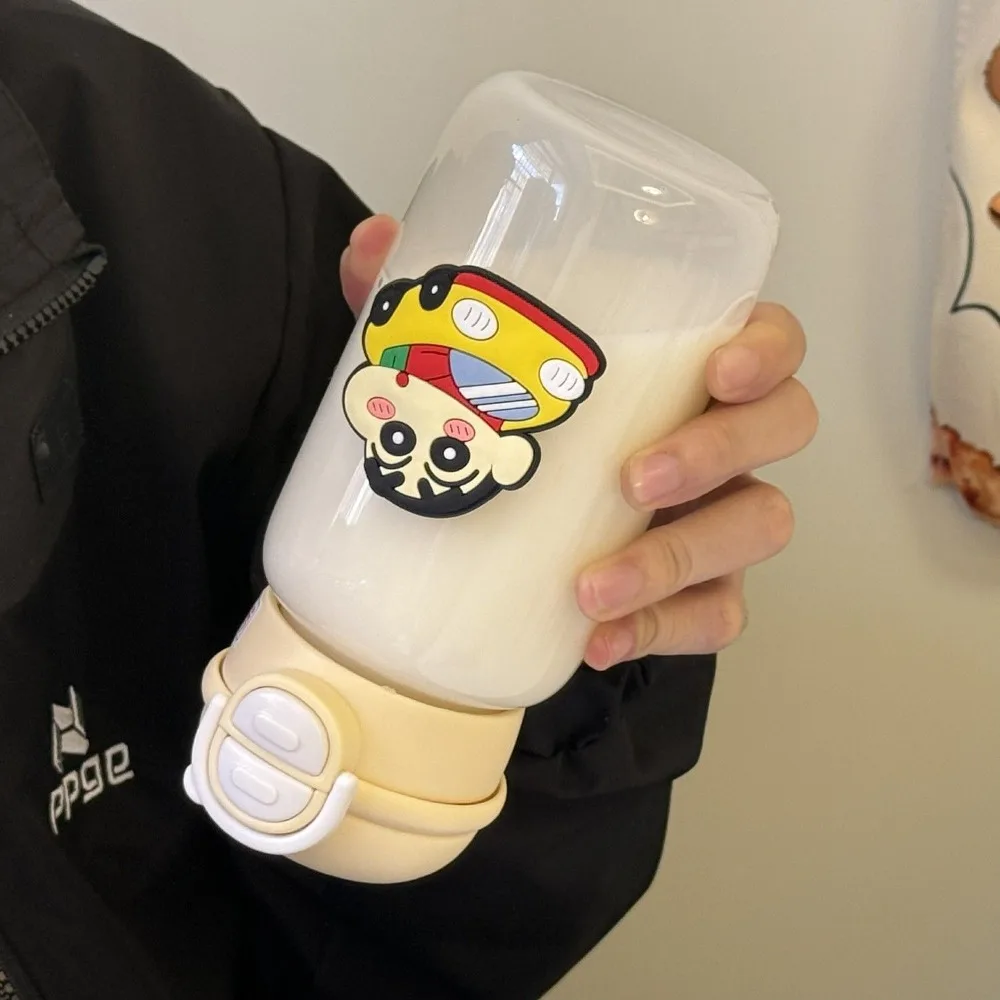 500 مللي تلوين شين تشان زجاجة ماء مع القش الكرتون المحمولة البلاستيك المنبثقة غطاء كوب ماء مانعة للتسرب لطيف شرب زجاجة #5