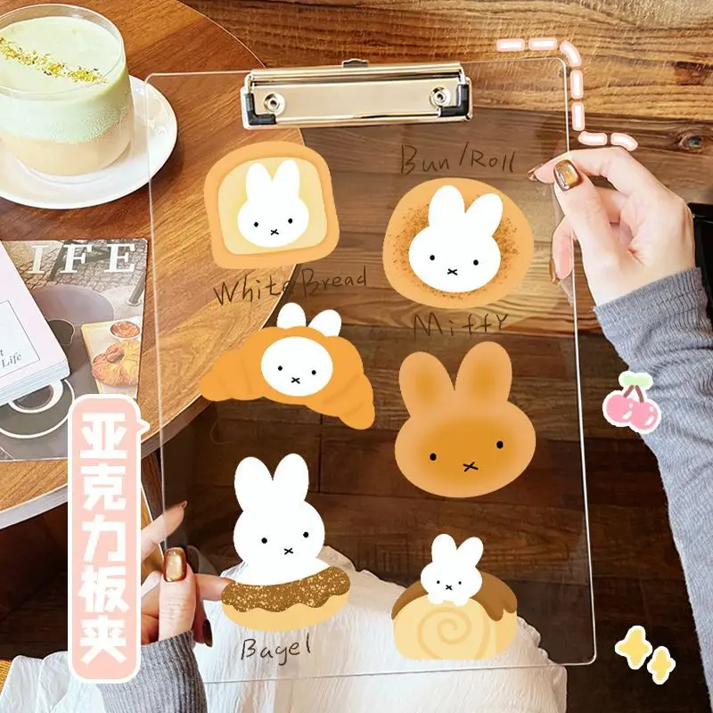 Anime Miffy Acrylic A4 Board Clamp File Splint A5 A6 Student Write Backing Plate Information Storage Lovely Kawaii Sweet Cartoon view 4