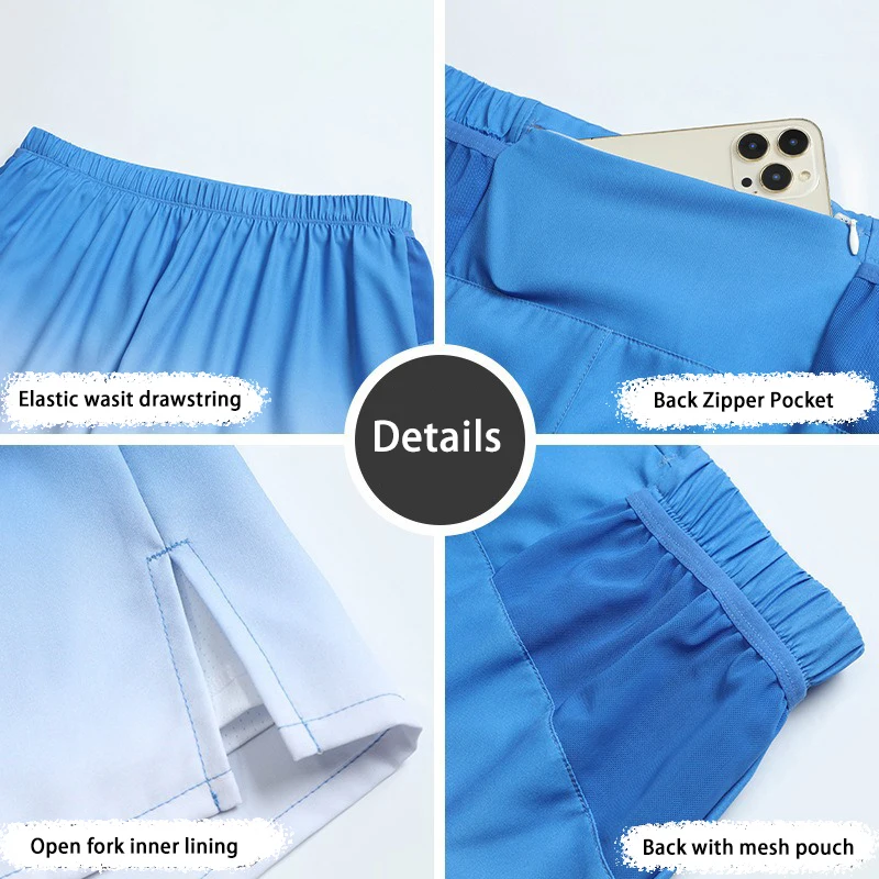 Mens 2-in-1 Quick-Dry Sport Shorts with Back Zipper & Side Mesh Pockets- Beach Board Shorts for Swimming, Surfing, Gym,Running