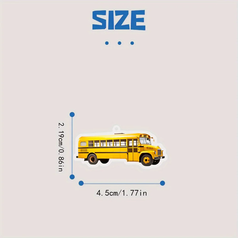 2D Mini School Bus Acrylic Keychain Classic Bus Pendant Charm for Car Mirror Wallets Backpacks Home Decor Versatile Gift For Her