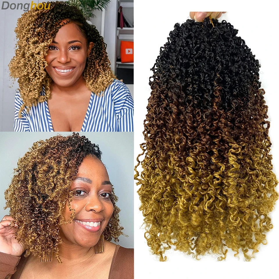 

8 12 дюймов предварительно скрученные волосы Yanky Twist вязанные крючком с завитками 1B 30 27 пушистые наращивание волос предварительно закрученные синтетические пружинные волосы