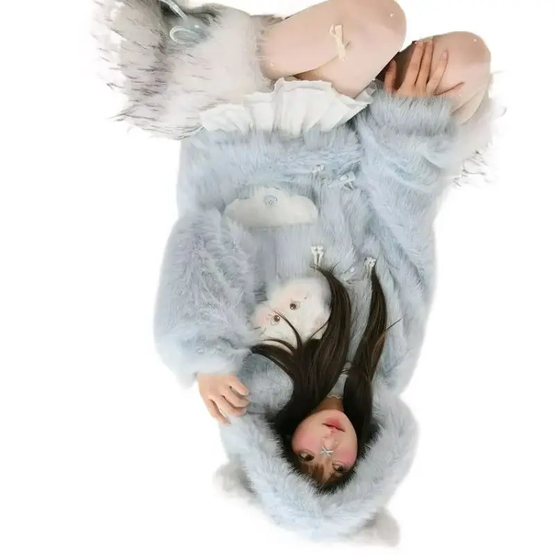 Autumn and Winter New Style Fashionable Thickened Warm Outerwear Sweet Cute Cat-shaped Three-dimensional Animal Ear Hooded Girl