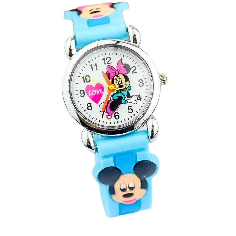 Reloj de pulsera de silicona con dibujos animados en 3D para niños, Mickey y Minnie, relojes de cuarzo para niños, regalos de cumpleaños para niños y niñas