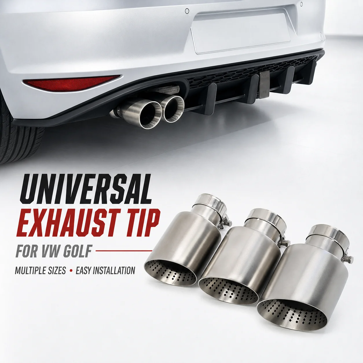 1 Pcs Matte Stainless Steel Car Exhaust Tip  Universal Exhaust Pipe For Golf 7 Golf R GTI 54mm 60mm 63mm Muffler Tip