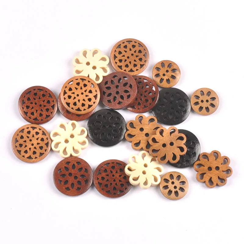 20pcs Vintage 2Holes Wood Buttons For Garment Sewing Accessories DIY Crafts Scrapbook Embellishment Handmade Decor 18-25mm c3234