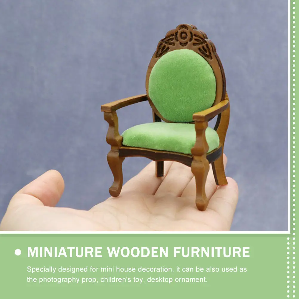 

2Pcs Miniature Armchair Wooden Dollhouse Chair Mini House Furniture Decoration Small Scale Accessory Desktop Ornament Micro