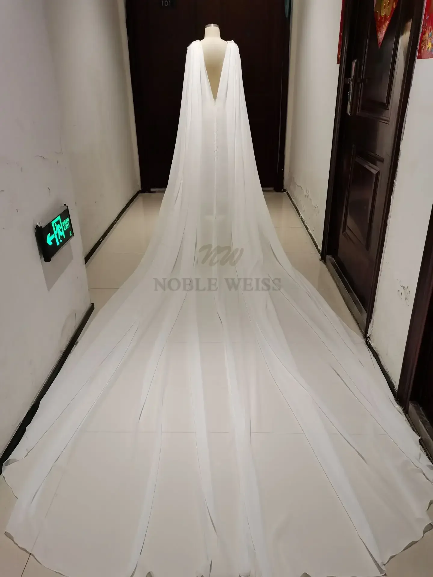 Long train Chiffon Wedding Dress Cape Long Wedding Jacket Bolero Shoulder Cape Bridal Wrap