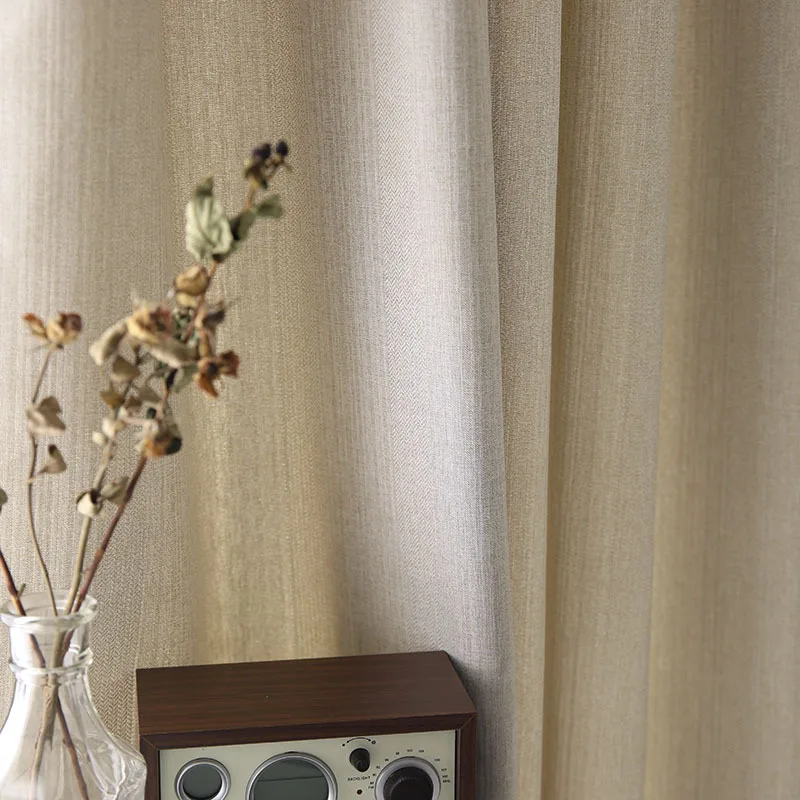 

Custom Size French Linen Curtains Semi-blackout Simple Chinese Living Room Tea Room Study Curtain for Living Dining Room Bedroom
