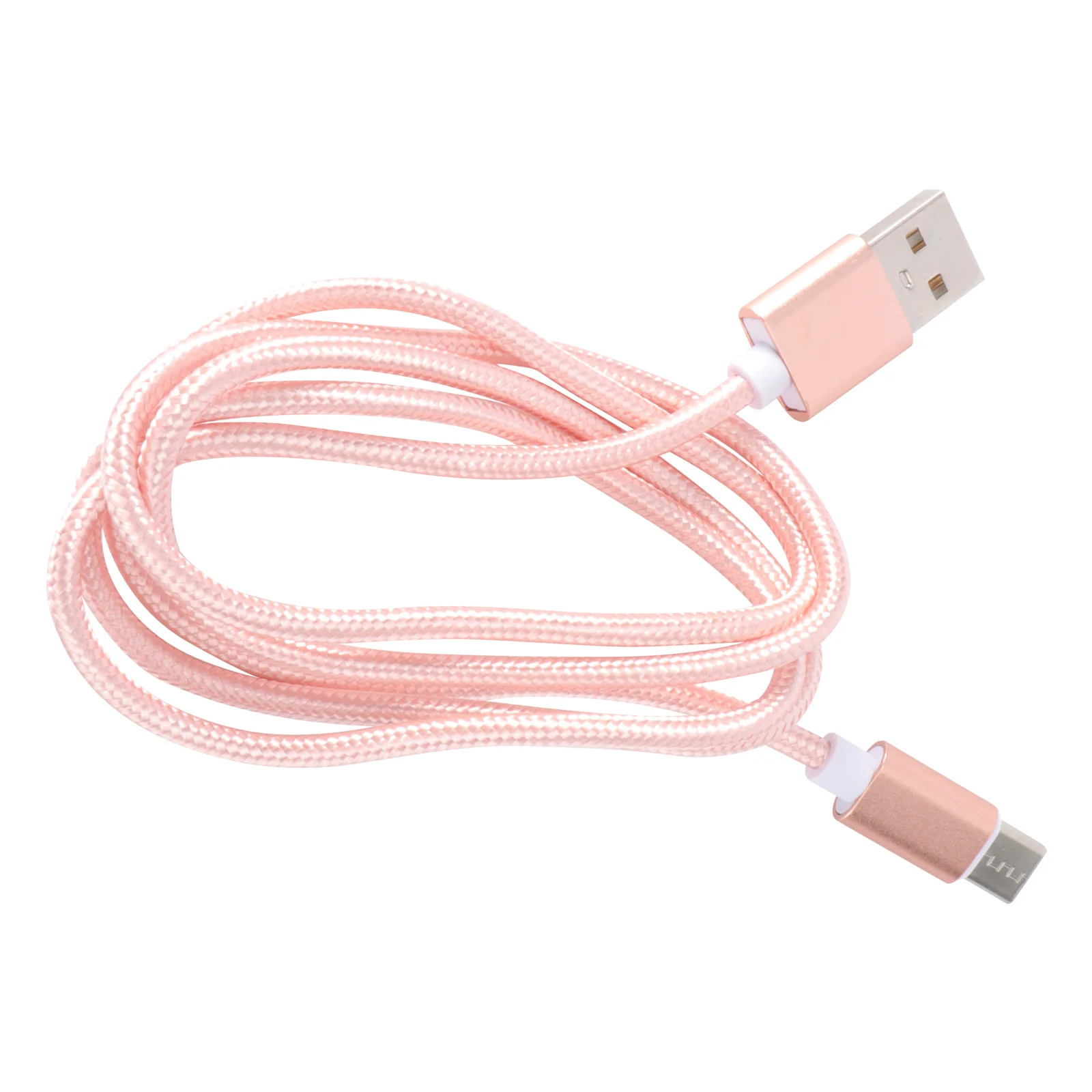 1M Nylon Braided Magnetic USB Cable Fast Charging Data Sync LED Indicator for Smartphones Tablets Rose in 1 Universal