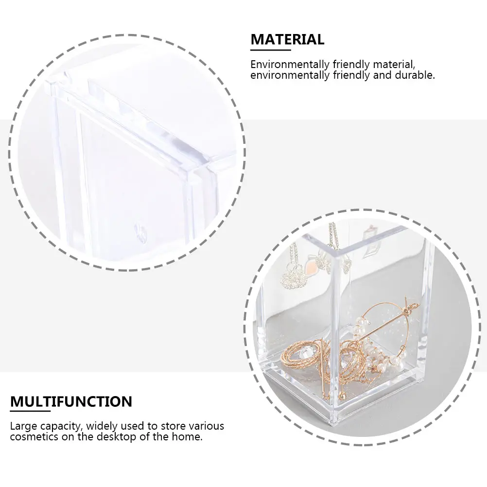 

1pc Eco- Pen Storage Box Desktop Organizer Square Makeup Brush Container Large Capacity for Lipstick