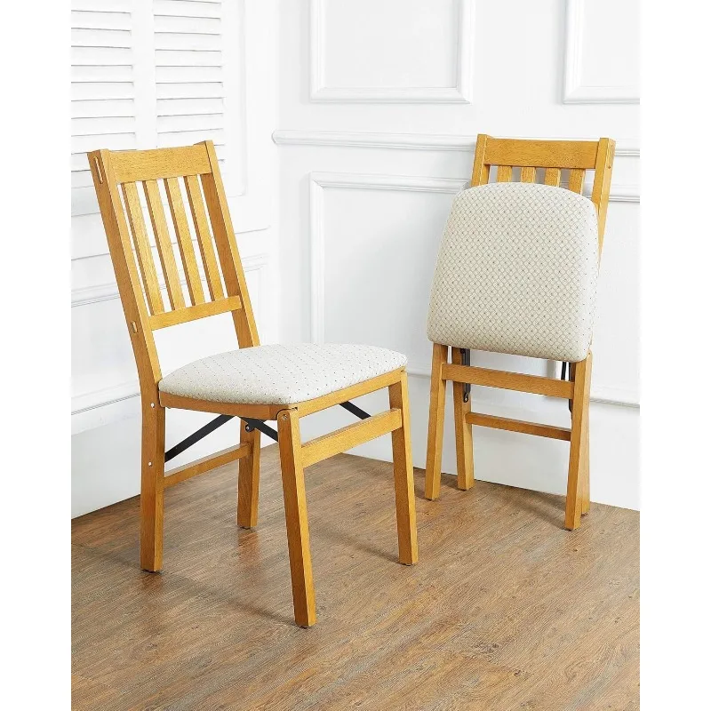 Arts and Craft Folding Chair Oak Finish, Set of 2, Wood