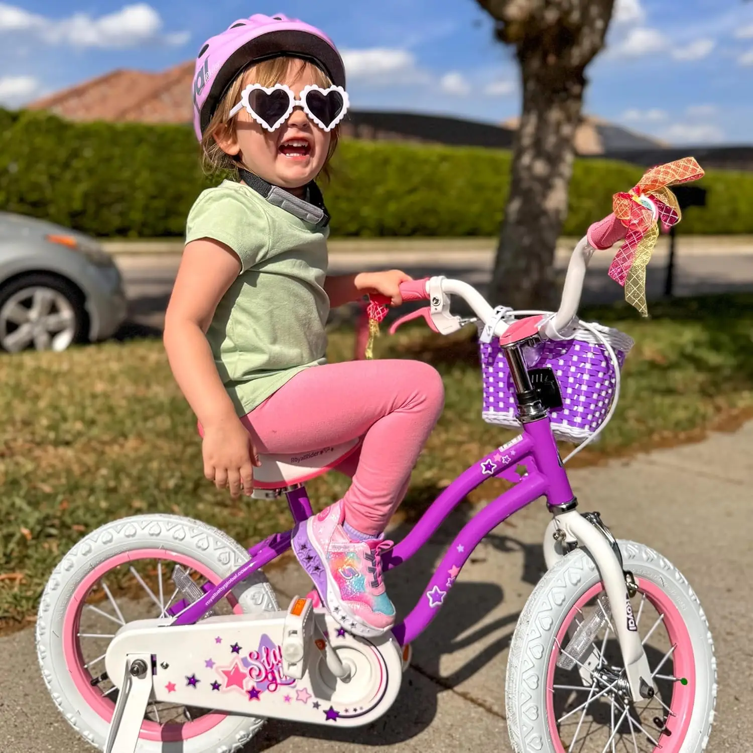 Meisjes Bike Ez Bike Stargirl Training Gratis Balans Om Gemakkelijk Leren Fiets Te Trappen, Paarse 12 Inch Basic (Achtbaanrem)