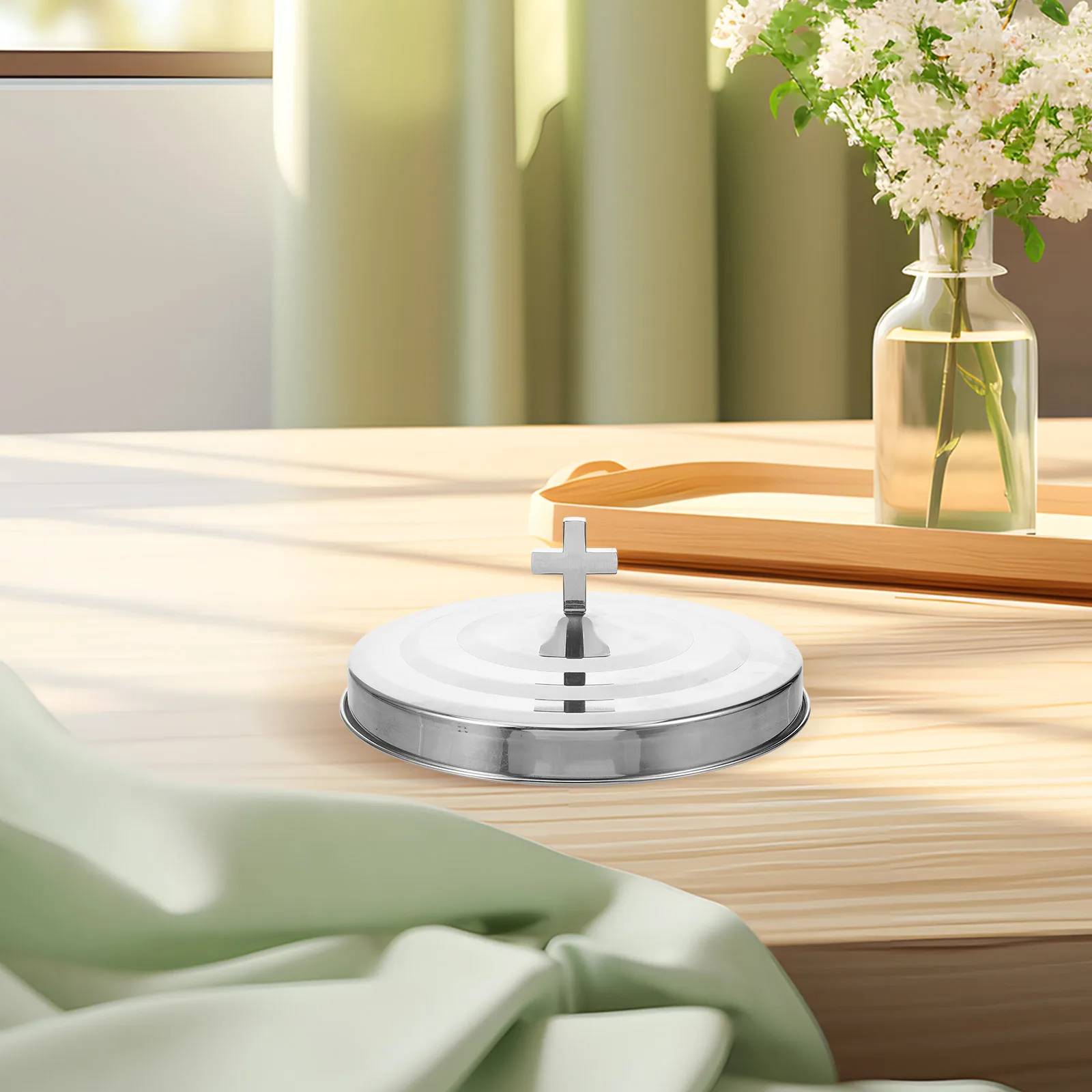 

Stainless Steel Round Lid For Communions Tray Cover Replacement Religious Cup Church Accessory Bread Plate Metal Cover