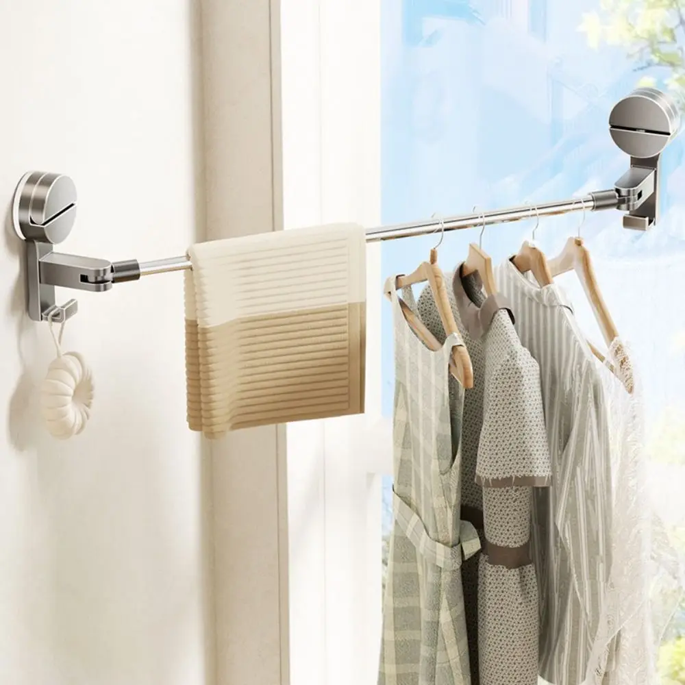 

Retractable Suction Cup Towel Holder Punching-Free Stainless Steel Suction Cup Towel Bar Waterproof Space Saving