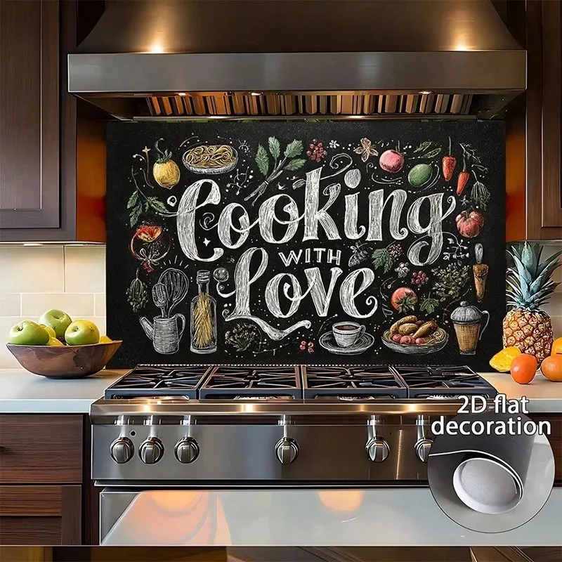 1pc chalkboard style modern kitchen Wall Decals Vegetables PVC cooking decoration cutlery and food pattern 2D graphic design