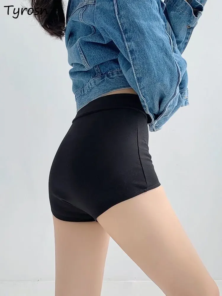 Black Skinny Shorts Women High Waist Hotsweet All-match Kpop Joggers Fashion  Pure Streetwear Dancer Comfort Stretchy
