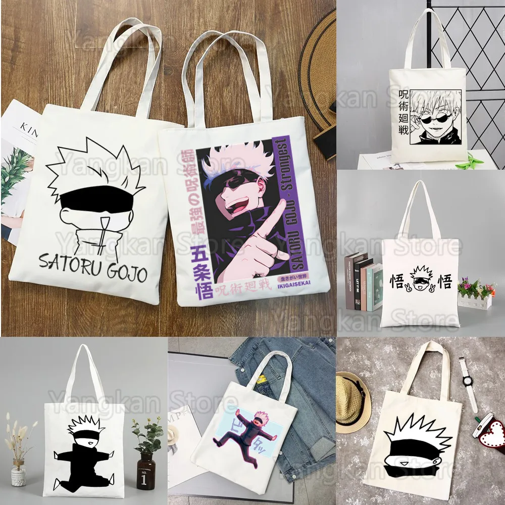 

Manga Japanese Anime Gojo Satoru Shoulder Canvas Bags Large Capacity College Harajuku Handbag Women Shopping Bag