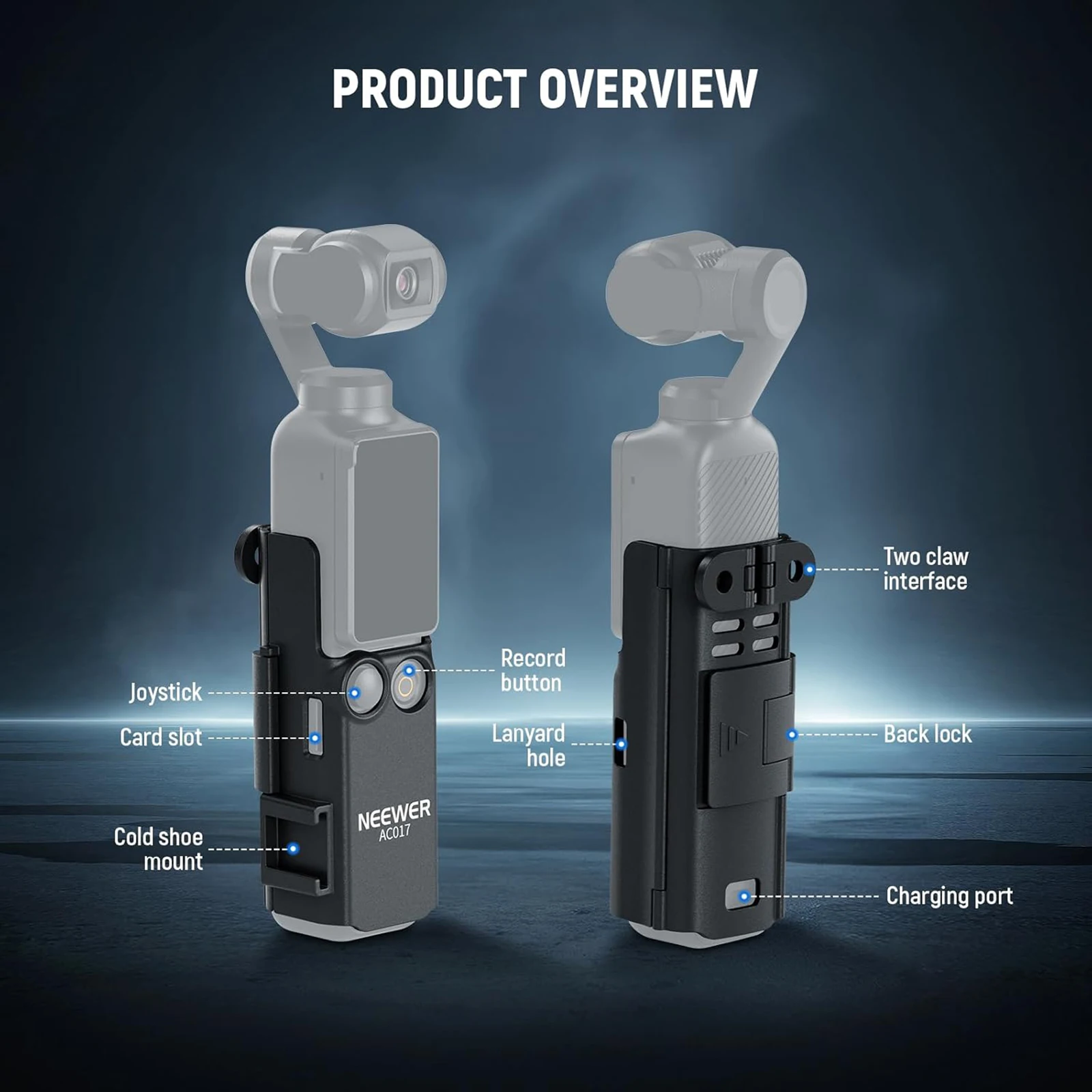 NEEWER أساسيات الجيب 3 تمديد محول تركيب ل DJI Osmo Pocket 3 واقية قفص قوس حامل الميكروفون المشبك حامل