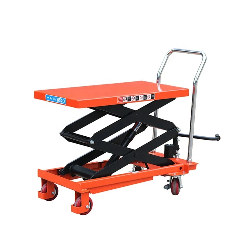 Manual Hydraulic Lift Table Mobile Shear Fork Type Small Lift Platform Car Electric Fixed Cargo Ladder Flat Lift Trolley