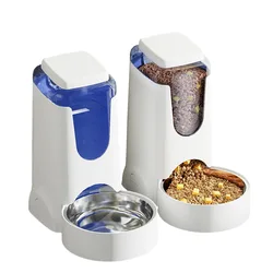 Dispensador automático de agua y comida 2 en 1 de acero para gato y perro