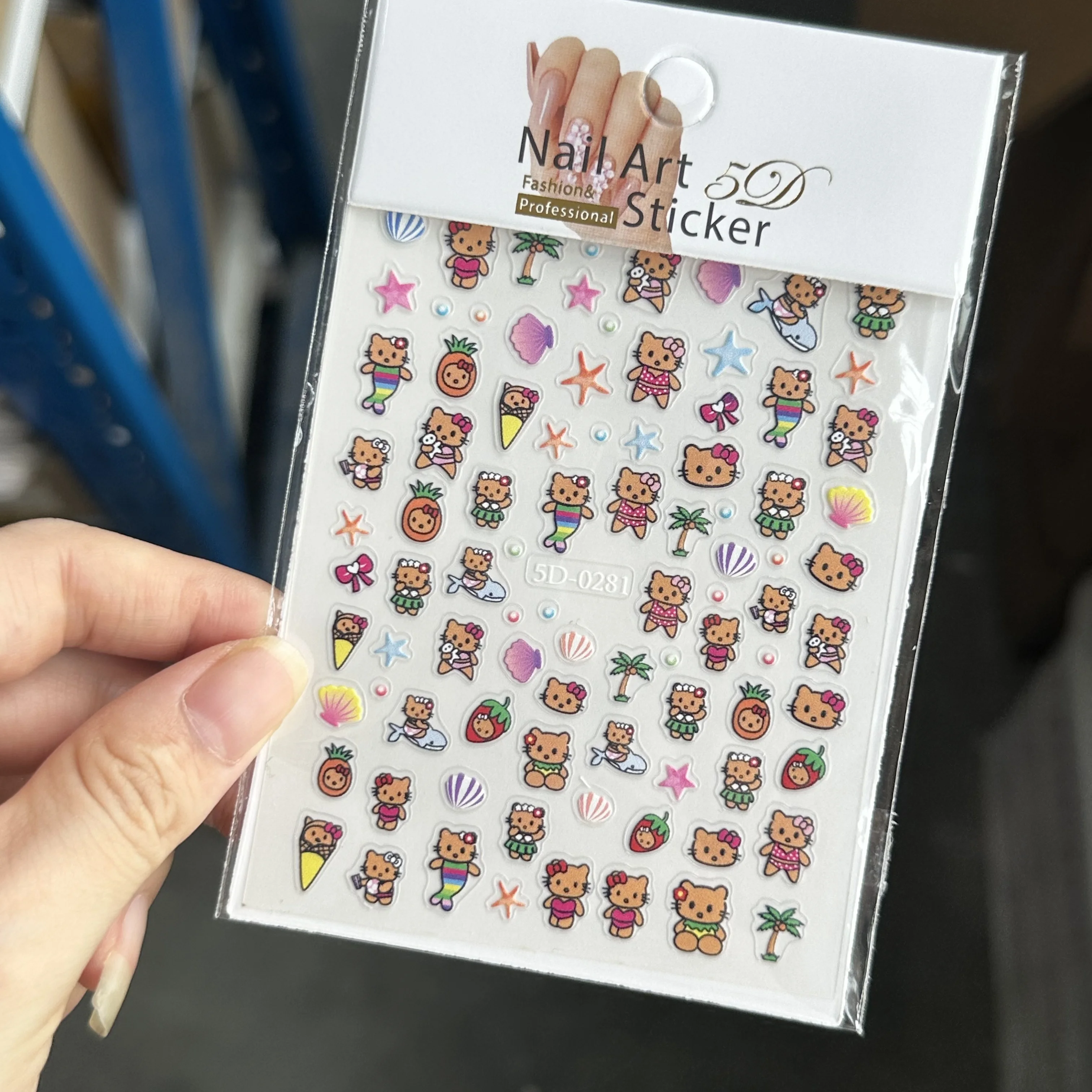 2/3 pièces hawaïenne sirène Hello Kitty autocollant pour ongles noir peau épicé fille Hello Kitty ongles décalcomanies Bikini bronzage Kitty Nail Deco