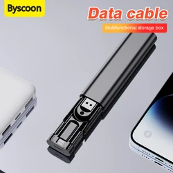 6 In 1 Multifunctional Data Cable Storage Box 60W Dual Type-C Data Cable Storage Box Lightning Android Interface Supporting Use