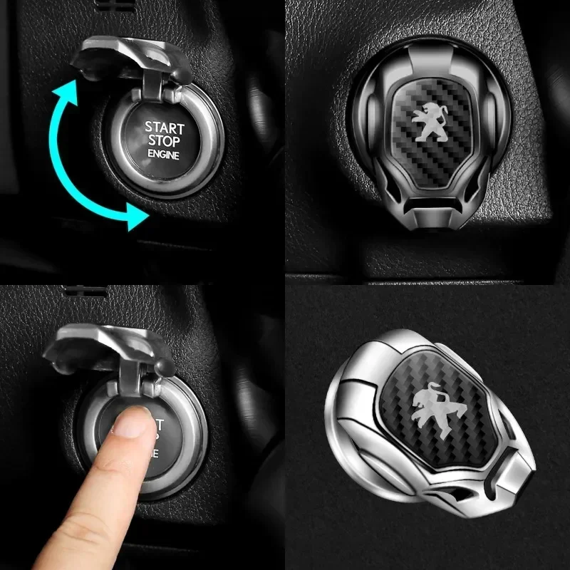 Car Engine Start Stop Button Sticker for Peugeot Logo 306 406 206 107 307 308 207 3008 208 508 407 2008 4008 5008 RCZ 308CC