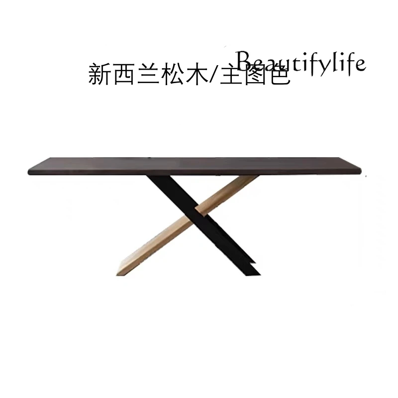 Medieval solid wood dining table, home designer creative dining table, ash wood tea table negotiation workbench