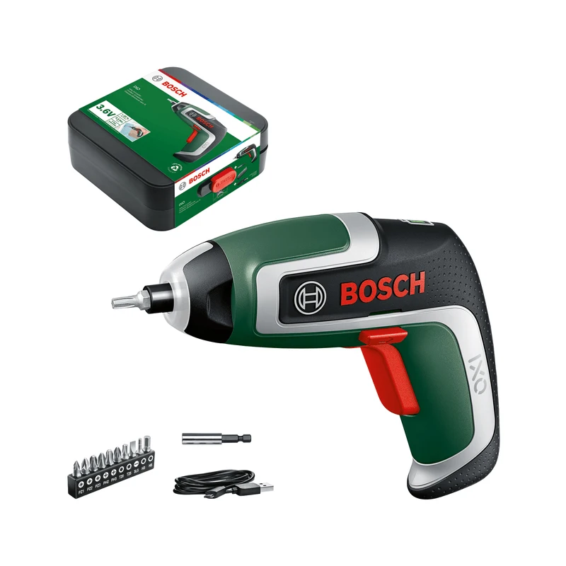 Bosch  IXO7 Electric Cordless Screwdriver Set Electric Drill 1 Host 10 Screwdriver Bits 1 Extension Rod 1 Charging Cable