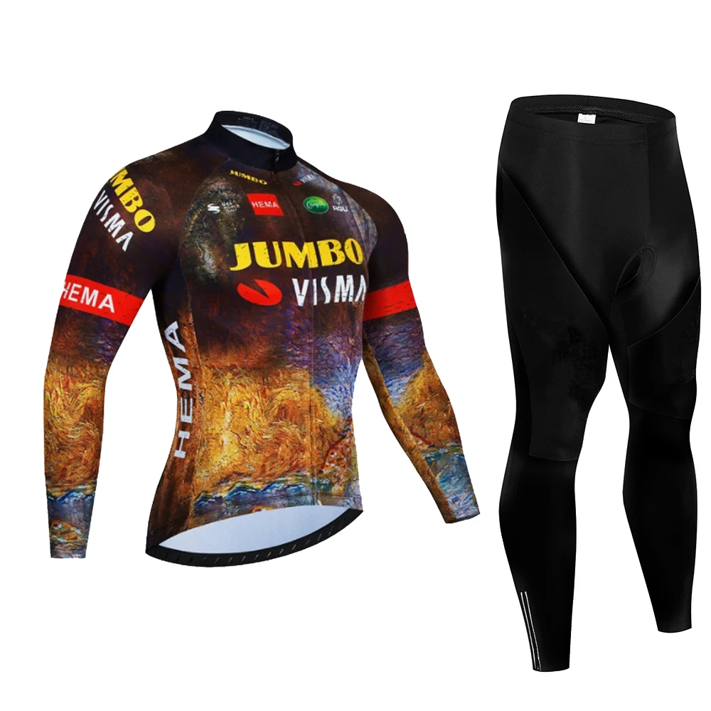 2024Pro New Cycling Jersey Set Men Long Sleeves Bike Suit 19D Gel Pad Pants Autumn MTB Maillot Ciclismo Clothing Bicycle Uniform